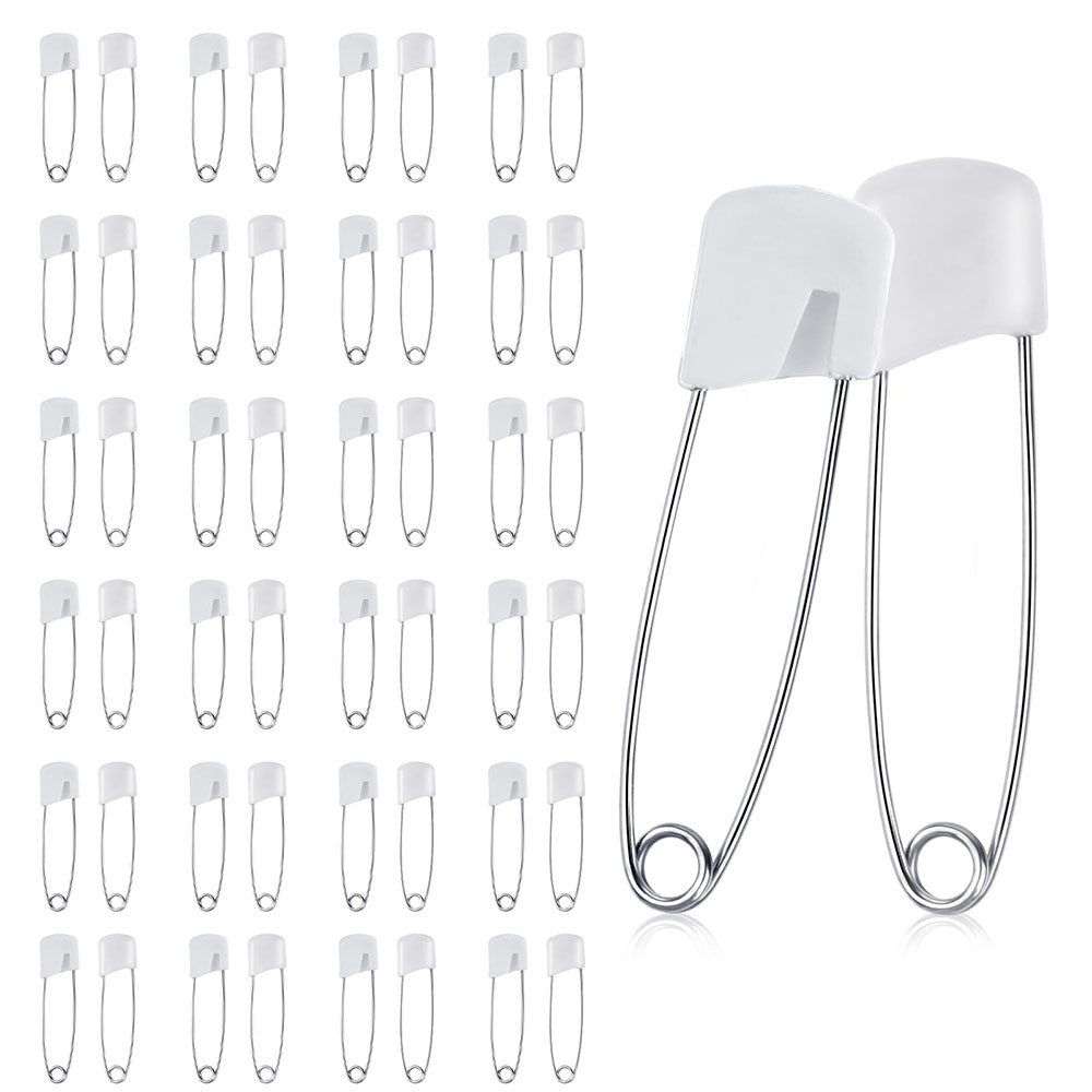 Cloth Diaper Insert - 50 Stuks Witte Rvs Veiligheidsspelden Plastic